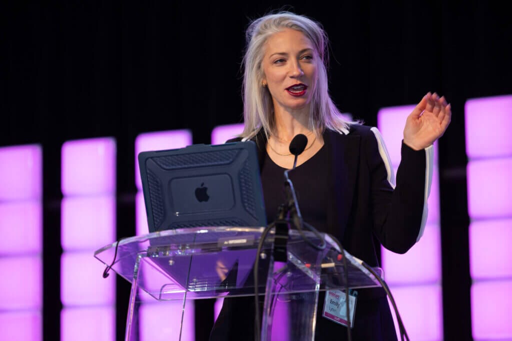 Emily Lyter at Good Shepherd Learns & Creates DISRUPT 2025 event at ArtsQuest Center in Bethlehem, PA