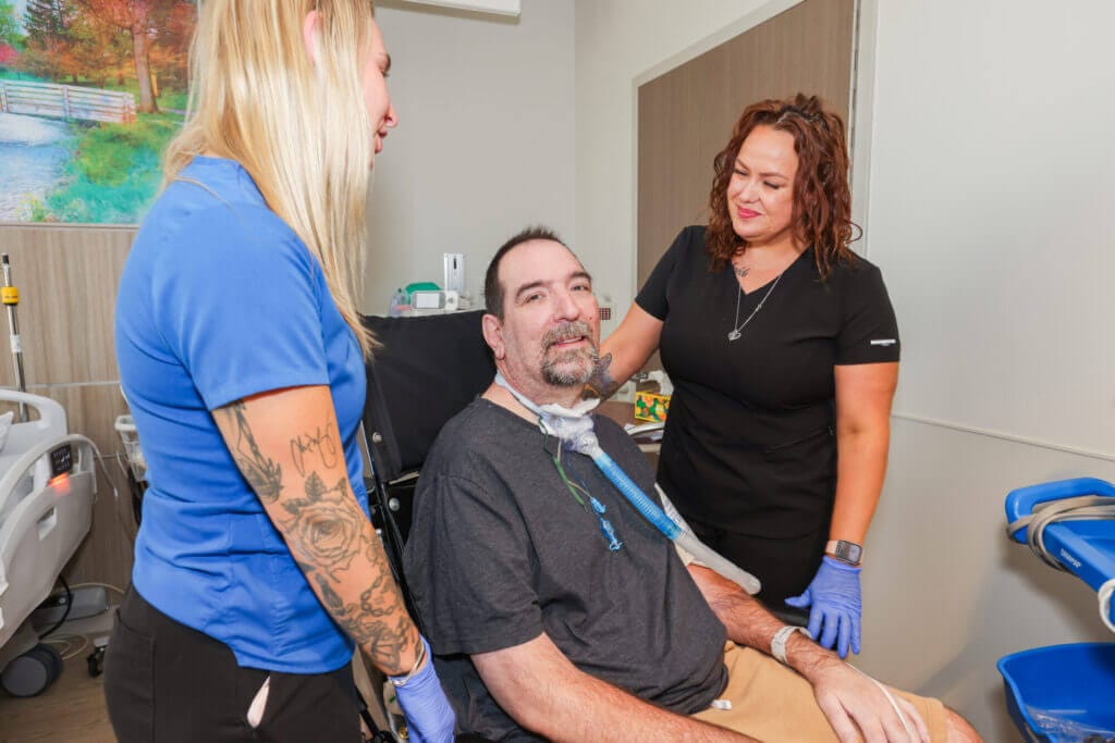 drew katona at good shepherd rehabilitation hospital with nursing staff